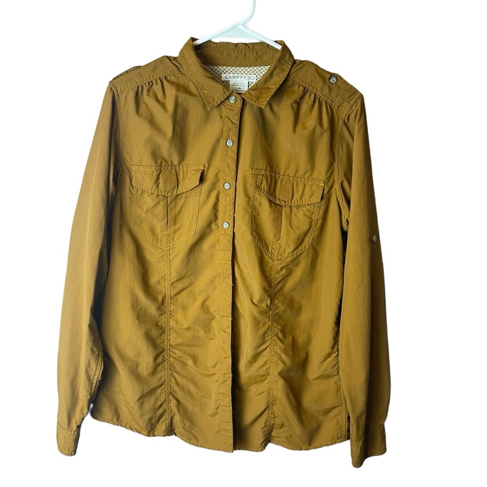 ExOfficio Brown Long Sleeve Button Up Hiking Shirt L